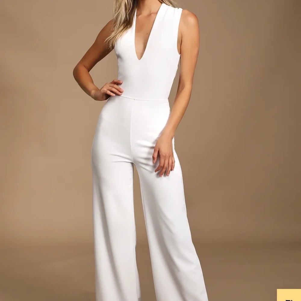 NWT Thinking Out Loud White Backless Jumpsuit lulus